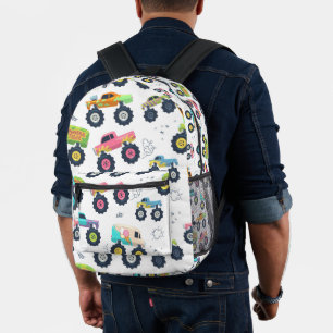 Watercolor Monster Car Trucks Kinder Bedruckter Rucksack