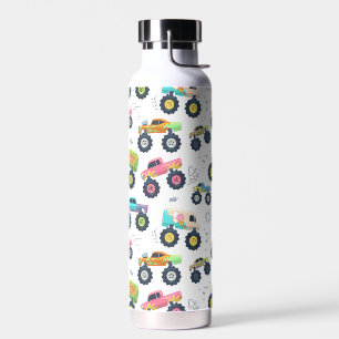 Watercolor Monster Car Trucks Kinder Trinkflasche