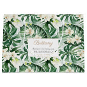 Watercolor Monstera Blätter Bridesmaids Vielen Dan Große Geschenktüte (Vorderseite)