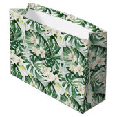 Watercolor Monstera Blätter Bridesmaids Vielen Dan Große Geschenktüte (Rückseite Schrägansicht)
