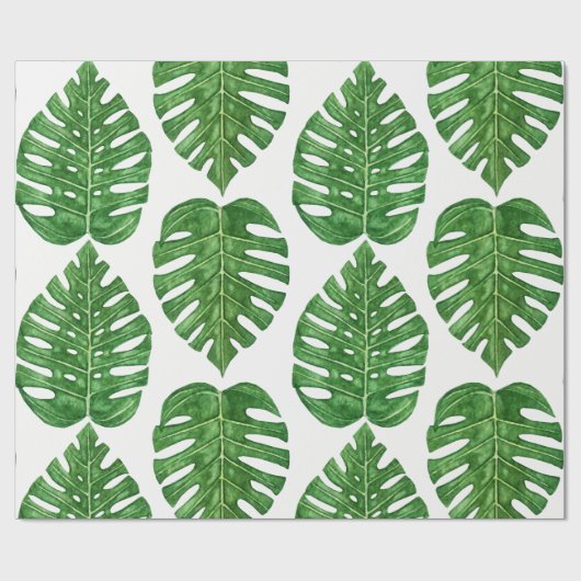 Watercolor Monstera Blätter Geschenkpapier (Flach)
