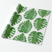 Watercolor Monstera Blätter Geschenkpapier (Ungerollt)