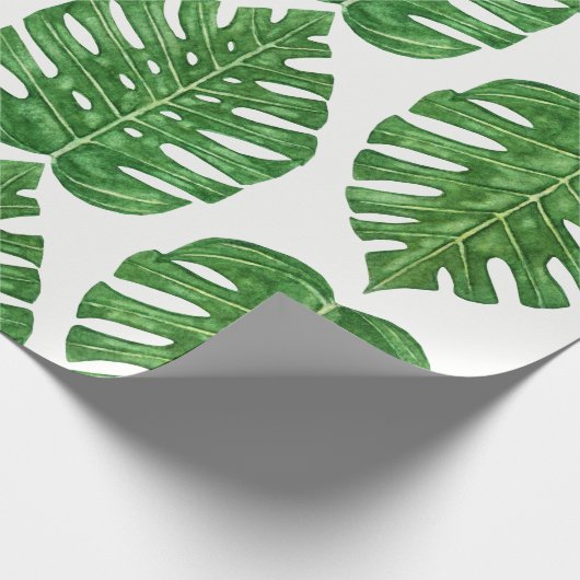 Watercolor Monstera Blätter Geschenkpapier (Ecke)