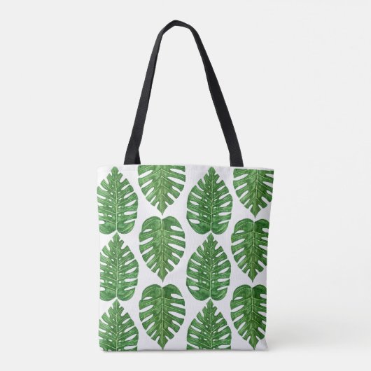 Watercolor Monstera Blätter Tasche (Rückseite)