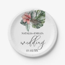 Watercolor Monstera Leaf Floral Wedding