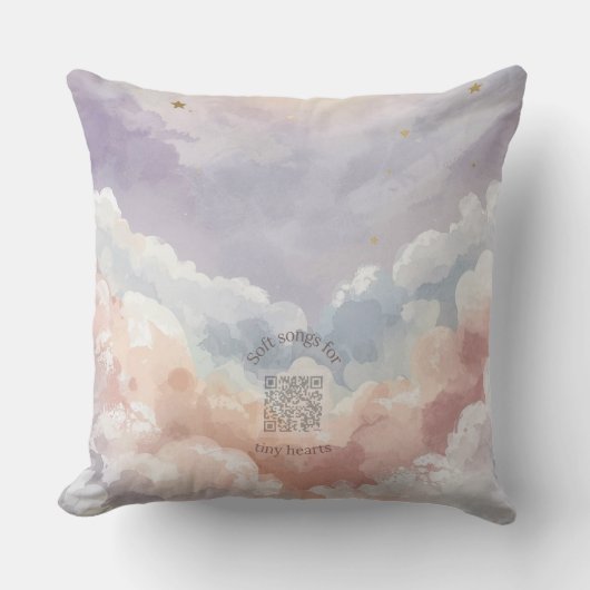 Watercolor Moon & Cloud Nursery Pillow | Music Kissen (Vorderseite)