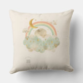 Watercolor Moon & Rainbow Nursery Pillow | Mint Kissen (Rückseite)