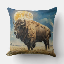 Watercolor Moonlit Bison Kissen