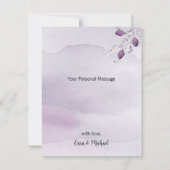 Watercolor Morada Wedding Dankeschön Karte (Rückseite)