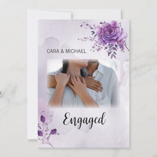 Watercolor Morada Wedding Verlobung Einladung (Vorderseite)