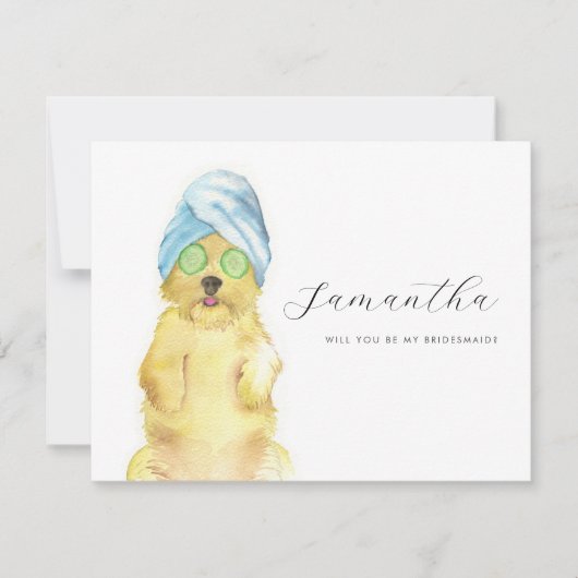 Watercolor Morkie Poo Spa Day Bridesmaid Cards (Vorderseite)