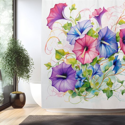 Watercolor Morning Glory Magie Duschvorhang