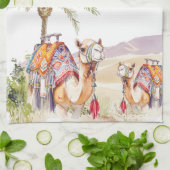 Watercolor Moroccan Camels Journey Kitchen Towels Geschirrtuch (Gefaltet)