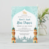 Watercolor Mosque Mint Teal & Gold Ramadan Iftar Einladung (Stehend Vorderseite)