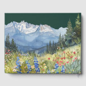 Watercolor Mountain Floral Emerald Green Wedding Gästebuch (Rückseite)