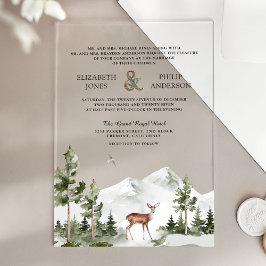 Watercolor Mountain Forest Deer Wedding Acryleinladungen