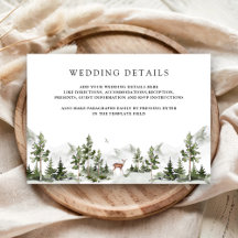 Watercolor Mountain Forest Deer Wedding Details