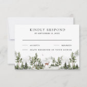 Watercolor Mountain Forest Deer Wedding RSVP Karte (Vorderseite)