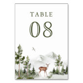 Watercolor Mountain Forest Deer Wedding Tischnummer (Vorderseite)