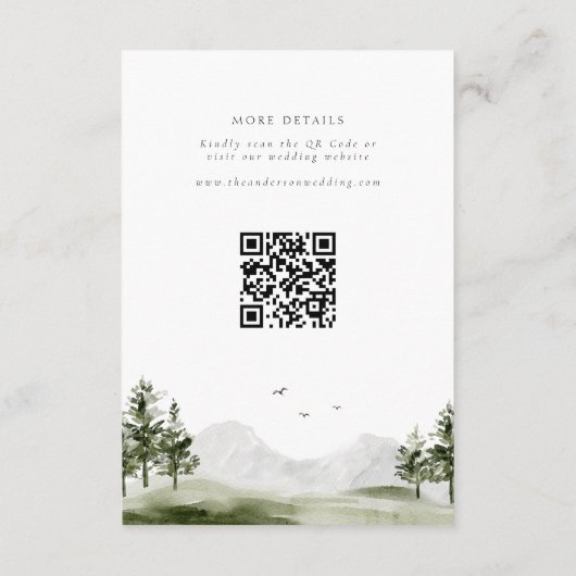 Watercolor Mountain Forest - Hochzeitsskripte Begleitkarte (Rückseite)