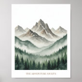 Watercolor Mountain Forest Poster (Vorne)