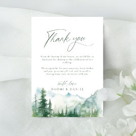 Watercolor Mountain Forest Rustic Wedding Dankeskarte