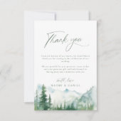 Watercolor Mountain Forest Rustic Wedding Dankeskarte (Vorderseite)