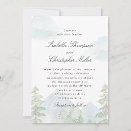 Watercolor Mountain Forest Wedding Invitation Einladung