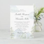 Watercolor Mountain Forest Wedding Invitation Einladung (Stehend Vorderseite)