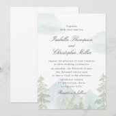 Watercolor Mountain Forest Wedding Invitation Einladung (Vorne/Hinten)