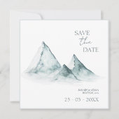 Watercolor Mountain Green Winter Wedge Save The Date (Vorderseite)