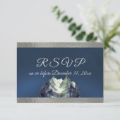 Watercolor Mountain & Ribbon RSVP Karte (Stehend Vorderseite)