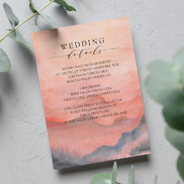Watercolor Mountain Rustic Sunset Wedding Details Begleitkarte