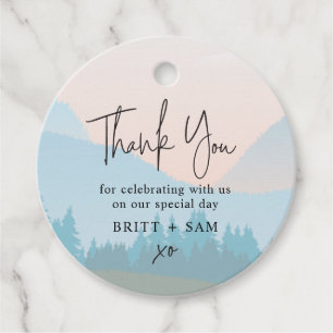 Watercolor Mountain Scene Outdoor Wedding Geschenkanhänger