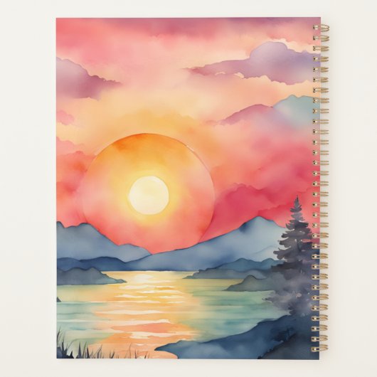 Watercolor Mountain Sunset  Planer (Rückseite)