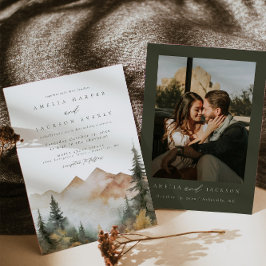 Watercolor Mountain Wedding Invitation Einladung