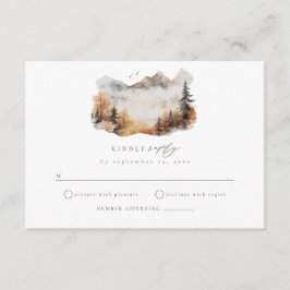 Watercolor Mountain Wedding RSVP Enclosure Card Begleitkarte