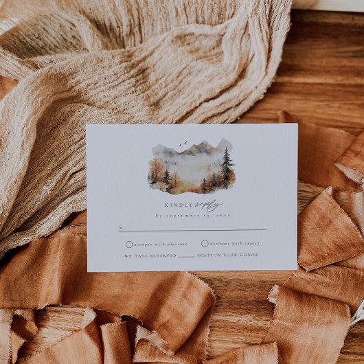 Watercolor Mountain Wedding RSVP Enclosure Card Begleitkarte