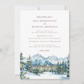Watercolor Mountain | Whistler BC Wedding Einladung (Vorderseite)