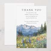 Watercolor Mountain Wildflower Funeral Dankeskarte (Vorne/Hinten)