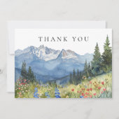 Watercolor Mountain Wildflower Funeral Photo Dankeskarte (Vorderseite)