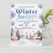 Watercolor Mountain Winter Wunderland für Junge Einladung (Stehend Vorderseite)