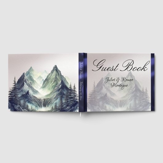 Watercolor Mountains Wedding Medium Gästebuch (Voll)