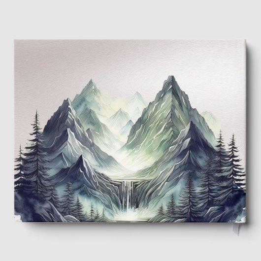 Watercolor Mountains Wedding Medium Gästebuch (Rückseite)