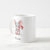 Watercolor Mouse Custom Name Mug Holding Candy Kaffeetasse (Vorderseite Links)