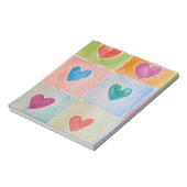 Watercolor multicolor hearts notepad notizblock (Rotiert)