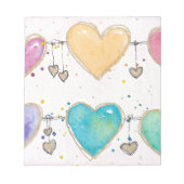 Watercolor multicolor hearts notepad  notizblock (Vorderseite)