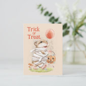 Watercolor Mummy Hamster Halloween Gruß Postkarte (Stehend Vorderseite)