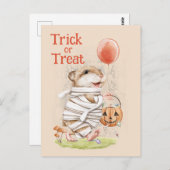 Watercolor Mummy Hamster Halloween Gruß Postkarte (Vorne/Hinten)