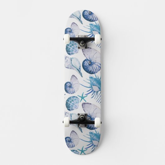 Watercolor-Muscheln Skateboard (Vorderseite)